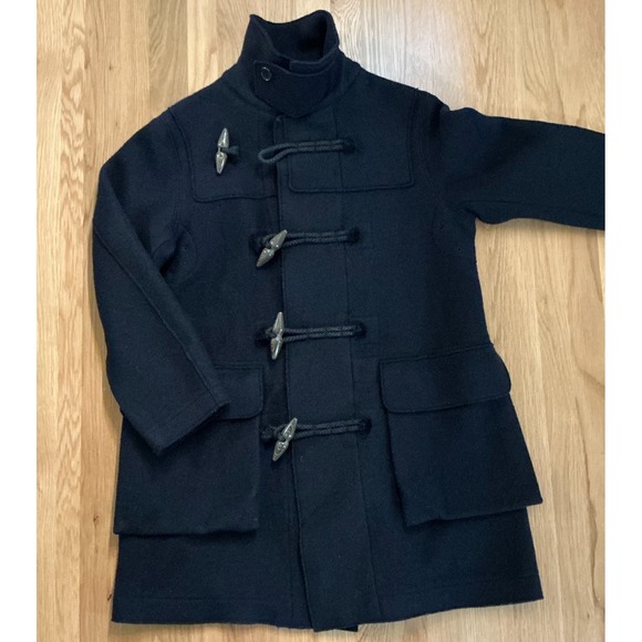Tomorrowland Wool Duffle Coat Navy Blue Toggle Horn Button Jacket Size XS - Picture 2 of 9